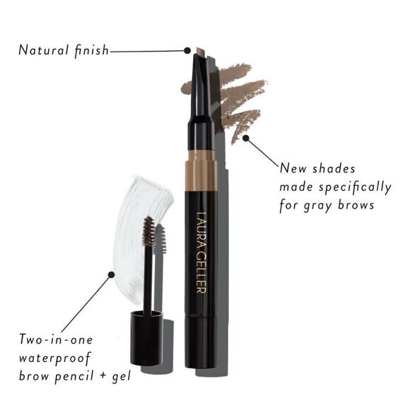 NEW LAURA GELLER Sculpt-n-Stay Waterproof Brow Pencil & Gel Dark Brown - Picture 2 of 7